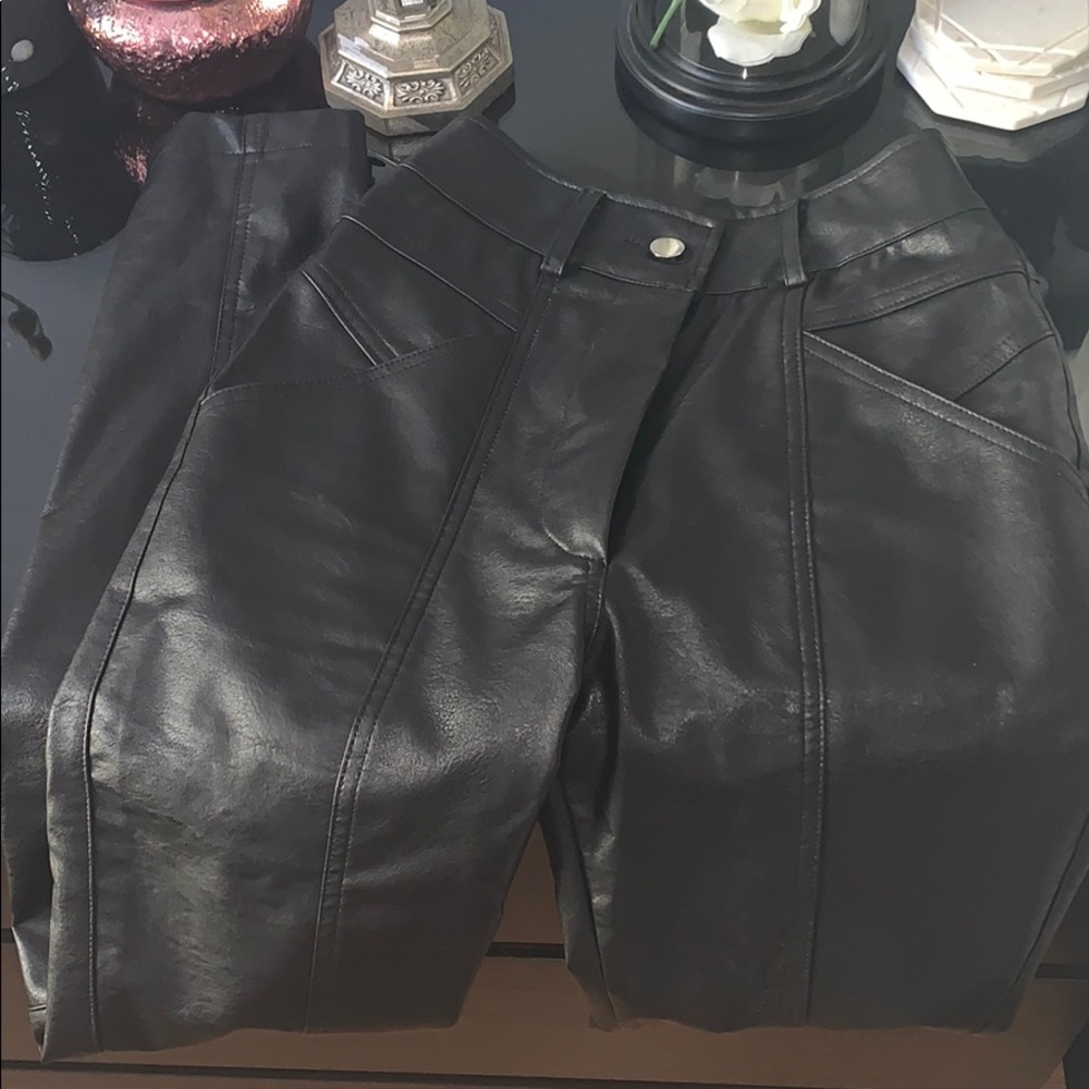 High Rise Faux Leather Pants